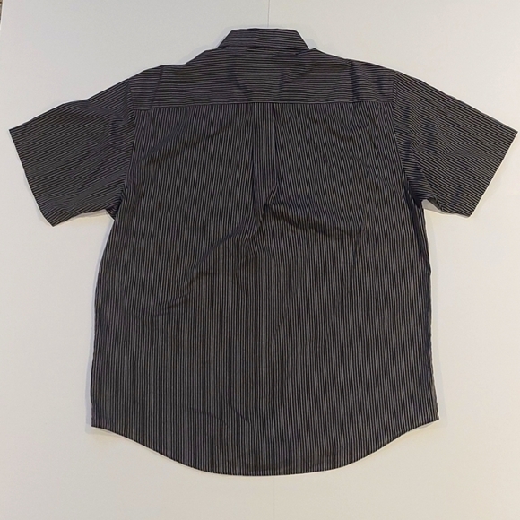 3/$20 Van Heusen Black/Gold Stripes Button Down Shirt - Picture 2 of 6